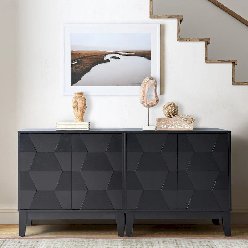 Martina Modern 2-door Ample Storage Cabinet With Adjustable Shelves Set Of 2 By HULALA HOME