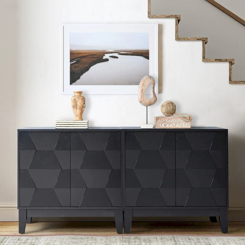 Martina Modern 2-door Ample Storage Cabinet With Adjustable Shelves Set Of 2 By HULALA HOME