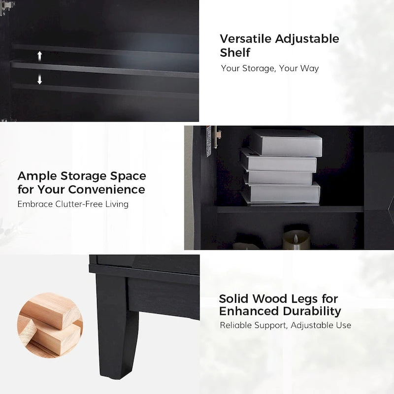 Martina Modern 2-door Ample Storage Cabinet With Adjustable Shelves Set Of 2 By HULALA HOME