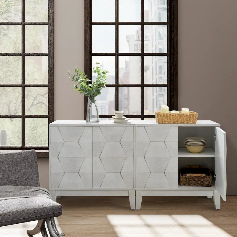 Martina Modern 2-door Ample Storage Cabinet With Adjustable Shelves Set Of 2 By HULALA HOME