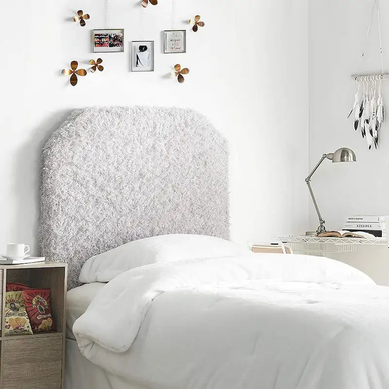 Mo' Fluffy Feathers College Headboard with Legs - Plush Texture