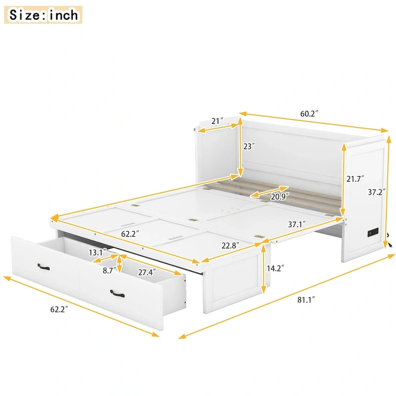 Murphy Bed with USB Port and a Large Drawer