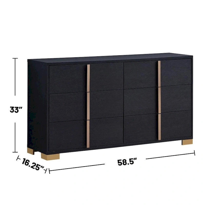 6 Drawers Wooden Dresser with Metal Hardware