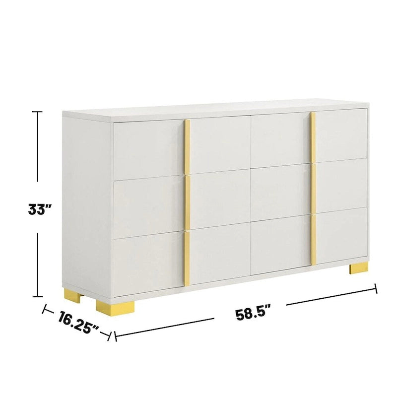 6 Drawers Wooden Dresser with Metal Hardware