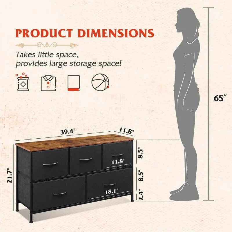 Dresser for Bedroom with 5 Drawers