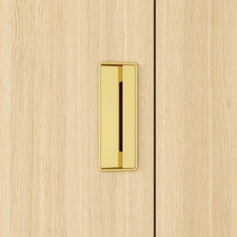 Wardrobe Closet Cabinet with Gold Handles and Optional Top Cabinet