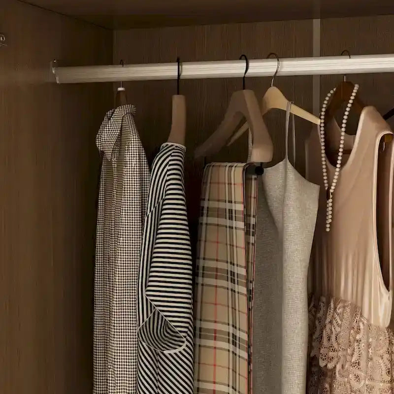 Wardrobe Closet Cabinet with Gold Handles and Optional Top Cabinet