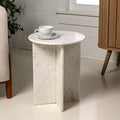 Cecil 17.75 Contemporary Natural Marble Handmade X-Shaped End Table, by JONATHAN Y.