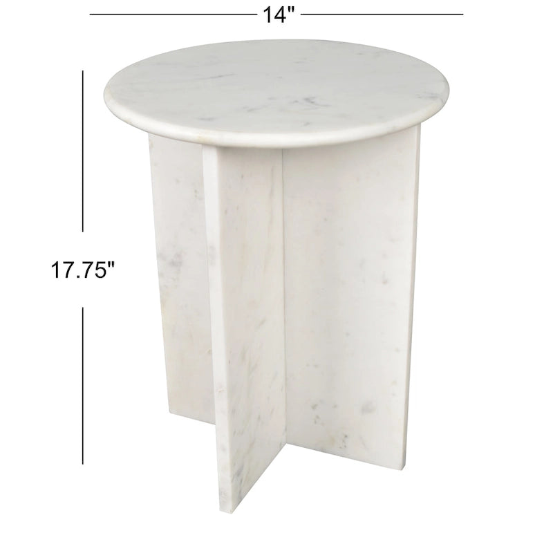 Cecil 17.75 Contemporary Natural Marble Handmade X-Shaped End Table, by JONATHAN Y.