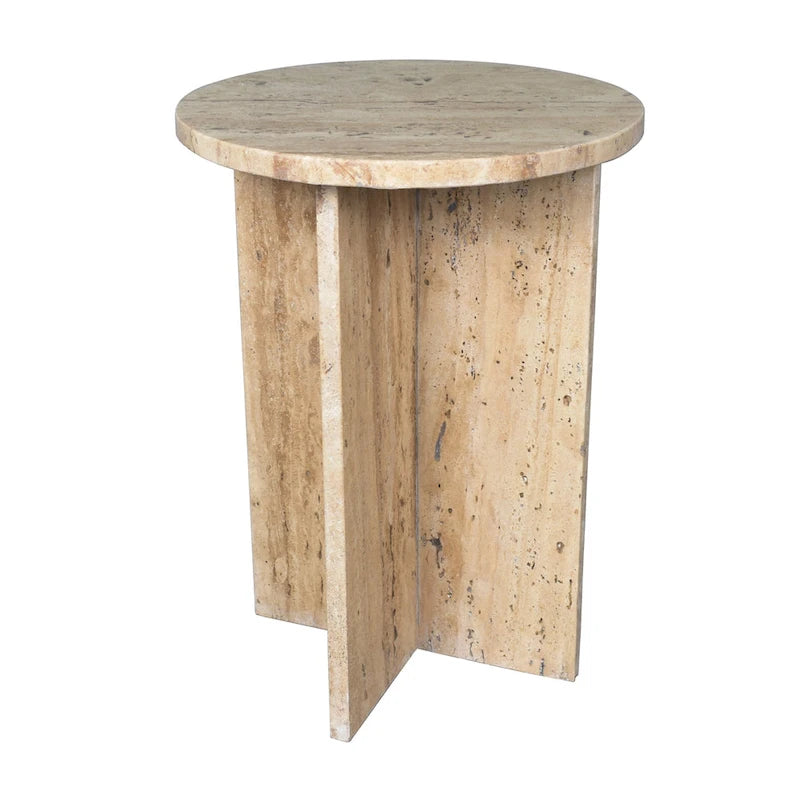 Cecil 17.75 Contemporary Natural Marble Handmade X-Shaped End Table, by JONATHAN Y.