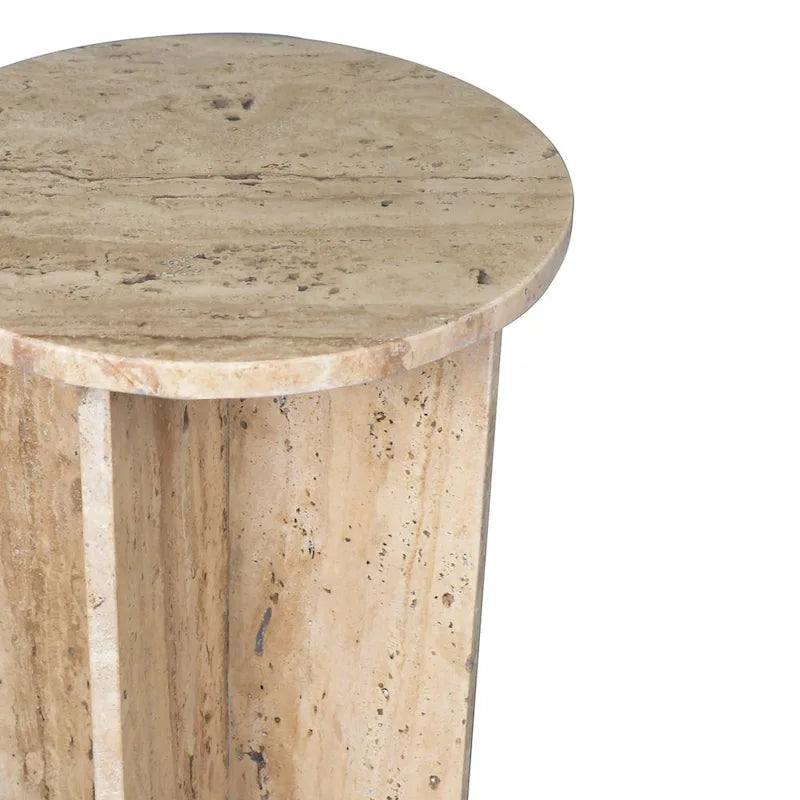 Cecil 17.75 Contemporary Natural Marble Handmade X-Shaped End Table, by JONATHAN Y.