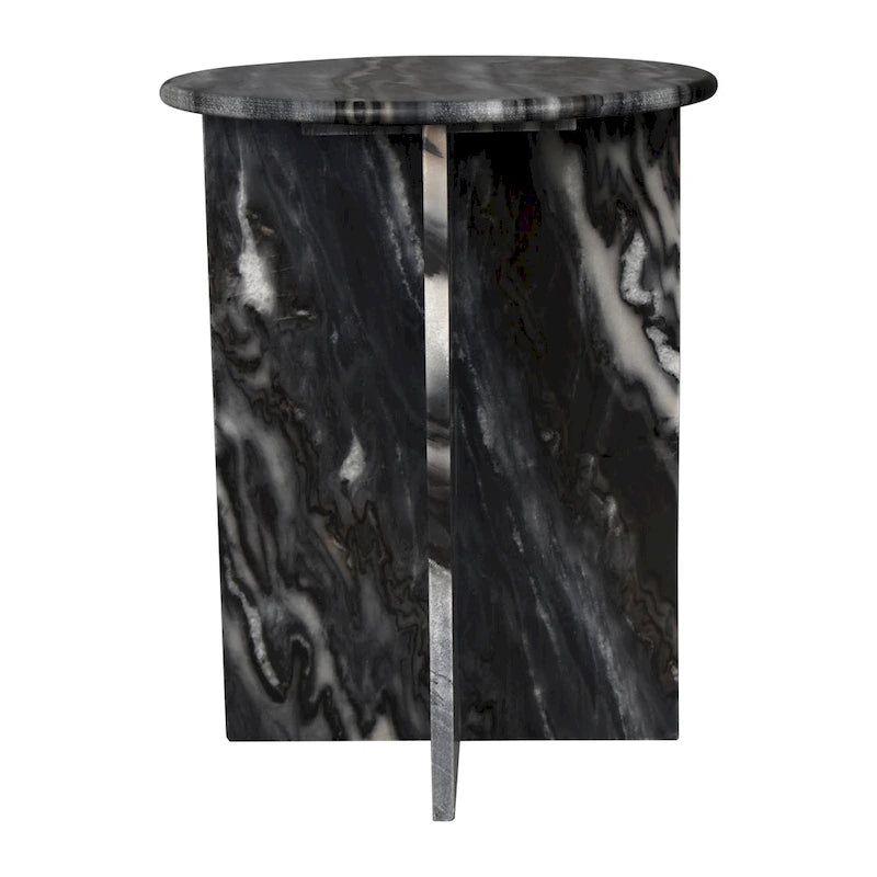Cecil 17.75 Contemporary Natural Marble Handmade X-Shaped End Table, by JONATHAN Y.