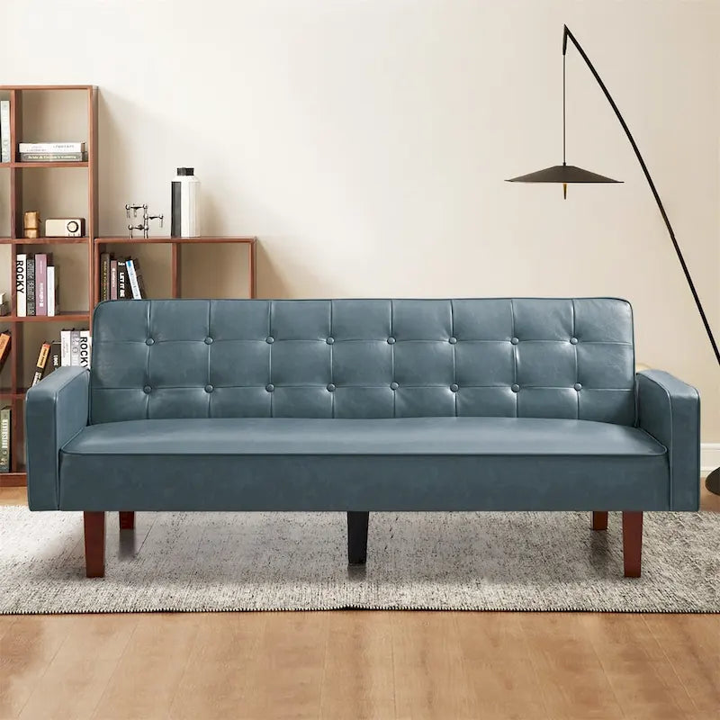 Sofa Bed Couch Faux Leather Loveseat Sofa Convertible Modern Futon Couch Small Sleeper Futons Bed