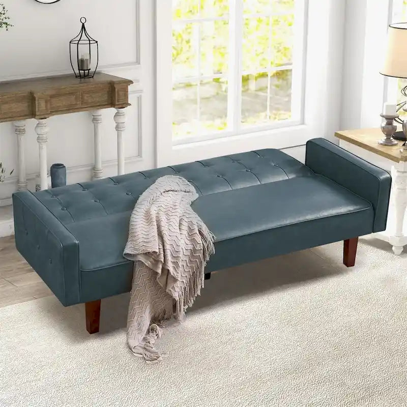 Sofa Bed Couch Faux Leather Loveseat Sofa Convertible Modern Futon Couch Small Sleeper Futons Bed