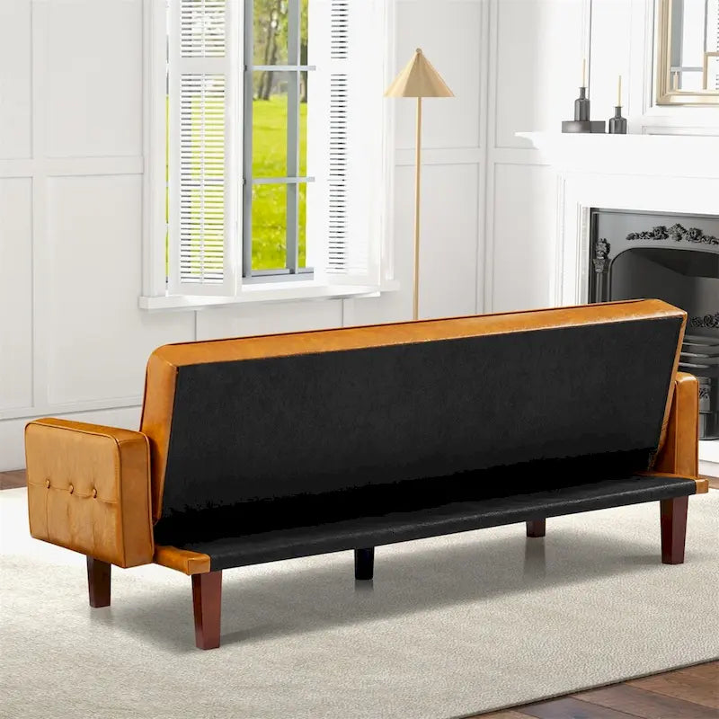 Sofa Bed Couch Faux Leather Loveseat Sofa Convertible Modern Futon Couch Small Sleeper Futons Bed