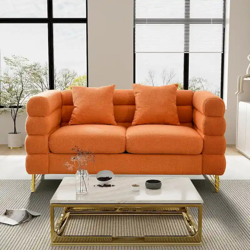 Ouyessir Teddy Fabric Modern Sectional Sofa Sets L-Shape/2/3/4 Seater Sofa Couch with Pillows