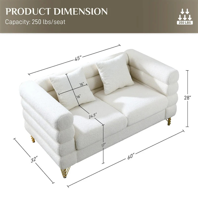 Ouyessir Teddy Fabric Modern Sectional Sofa Sets L-Shape/2/3/4 Seater Sofa Couch with Pillows