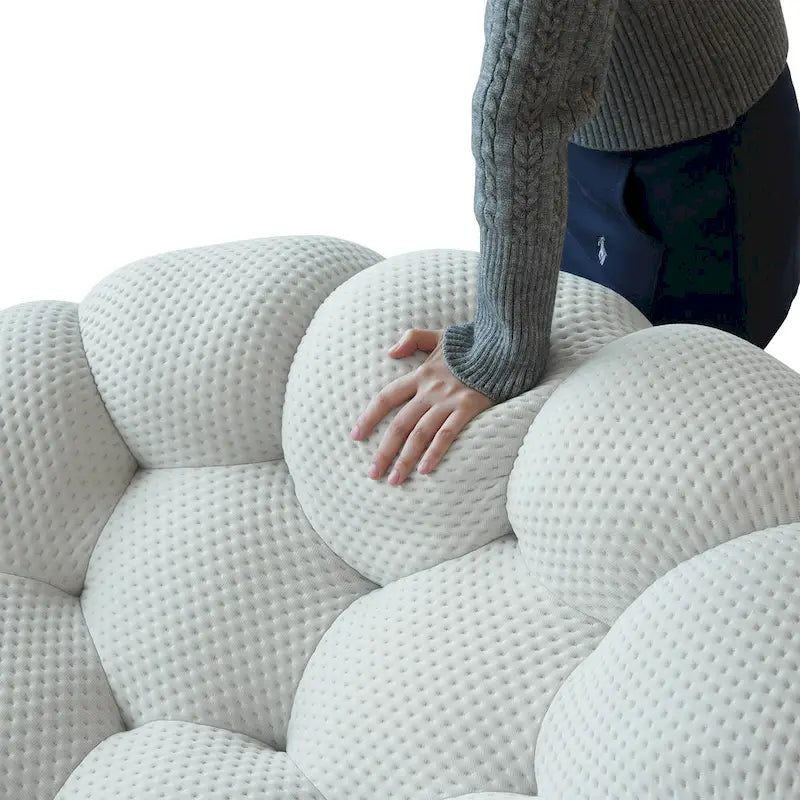 3D Honeycomb Fabric Upholstered Bubble Sofa Modern Loveseat with Ottoman