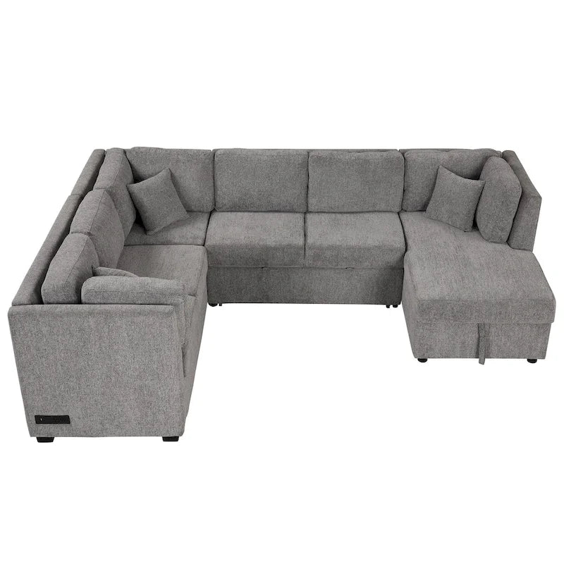MERAX Sectional Sofa Pull out Sofa Bed with Storage Chaise