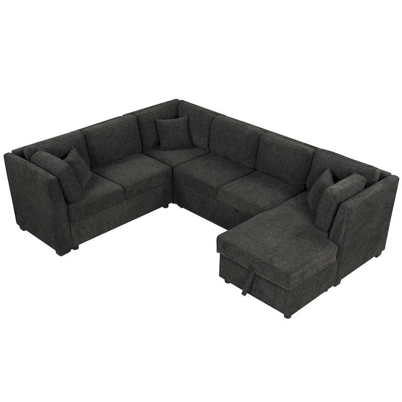 MERAX Sectional Sofa Pull out Sofa Bed with Storage Chaise