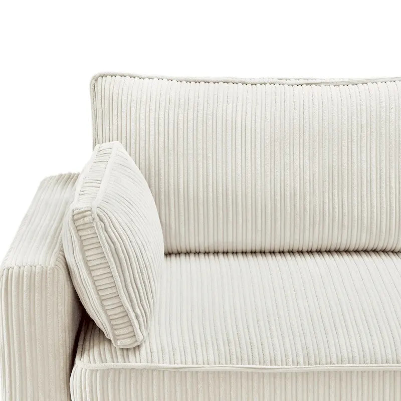 LUE BONA 81 Modern Corduroy 3 Seater Sofa, Polyester Rectangle Upholstered Sofa for Livingroom - 81W X 33D X 26H