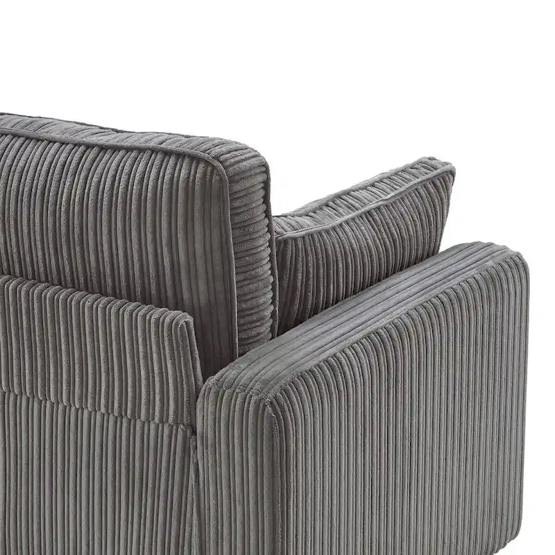 LUE BONA 81 Modern Corduroy 3 Seater Sofa, Polyester Rectangle Upholstered Sofa for Livingroom - 81W X 33D X 26H