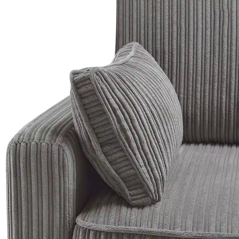 LUE BONA 81 Modern Corduroy 3 Seater Sofa, Polyester Rectangle Upholstered Sofa for Livingroom - 81W X 33D X 26H