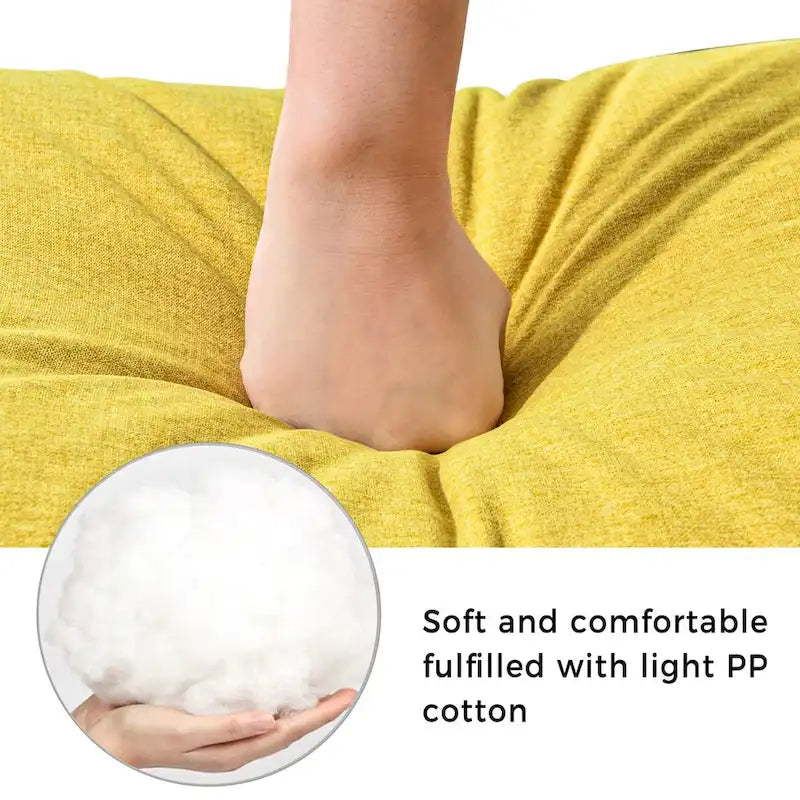 65 Linen Fabric Corner Sofa, Upholstered Indoor Chaise Lounge, Sleeper Sofa, Solid Wood Sofa Bed for Bedroom Living Room