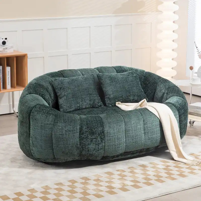 HOMEFUN Chenille Upholstered Durable Comfort Lounger High Back Bean Bag Loveseat Sofa