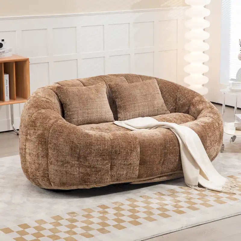 HOMEFUN Chenille Upholstered Durable Comfort Lounger High Back Bean Bag Loveseat Sofa