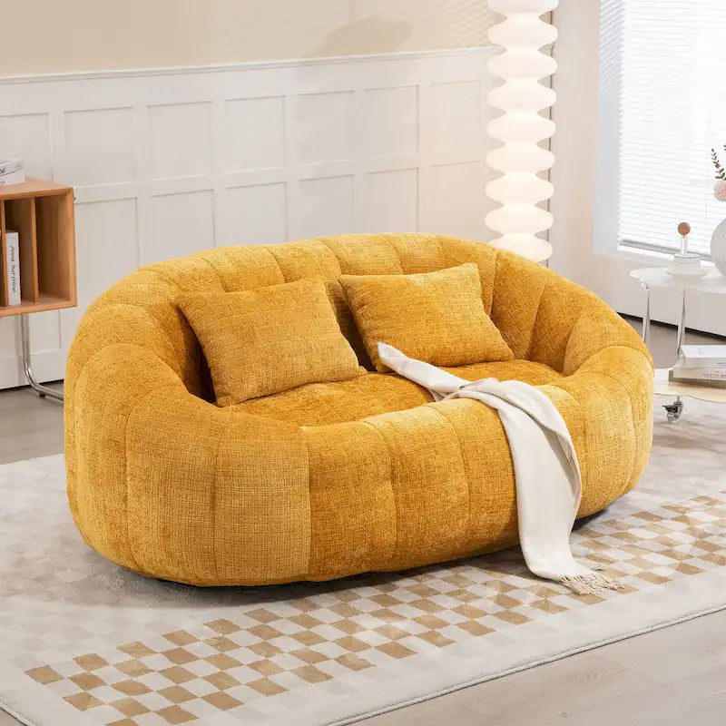 HOMEFUN Chenille Upholstered Durable Comfort Lounger High Back Bean Bag Loveseat Sofa