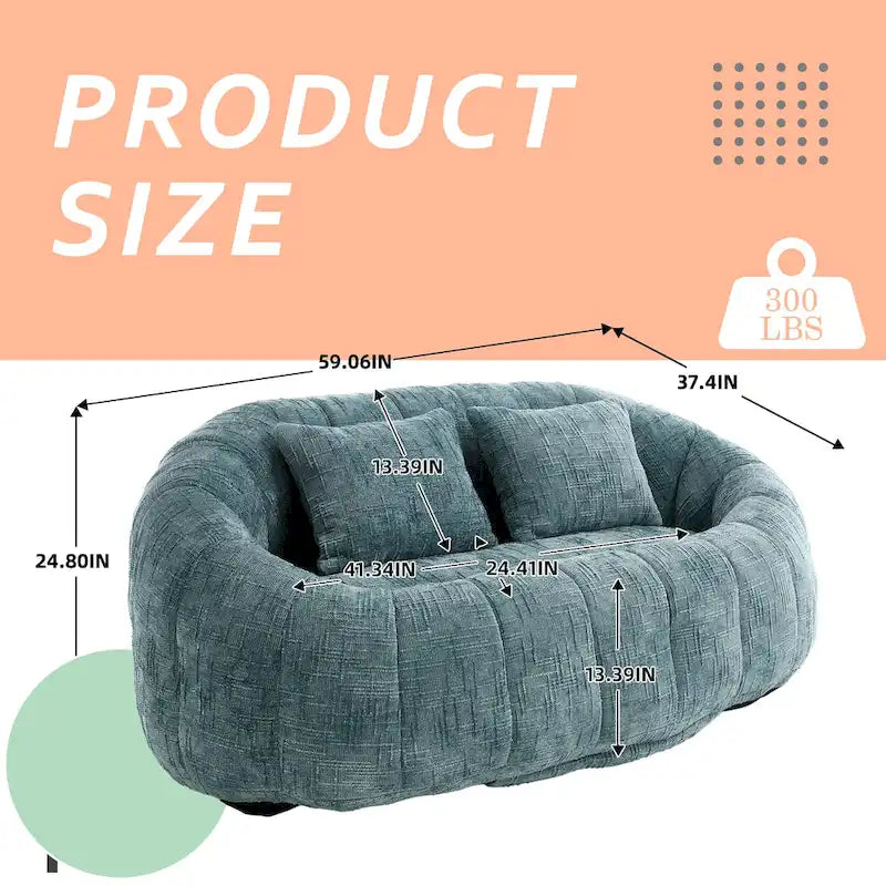 HOMEFUN Chenille Upholstered Durable Comfort Lounger High Back Bean Bag Loveseat Sofa