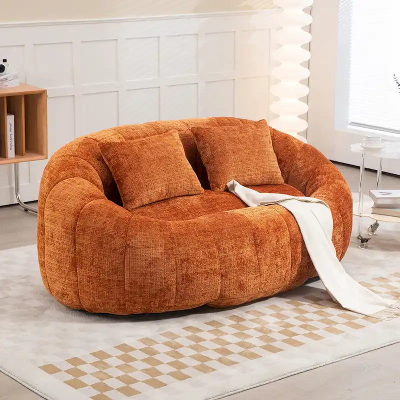 HOMEFUN Chenille Upholstered Durable Comfort Lounger High Back Bean Bag Loveseat Sofa