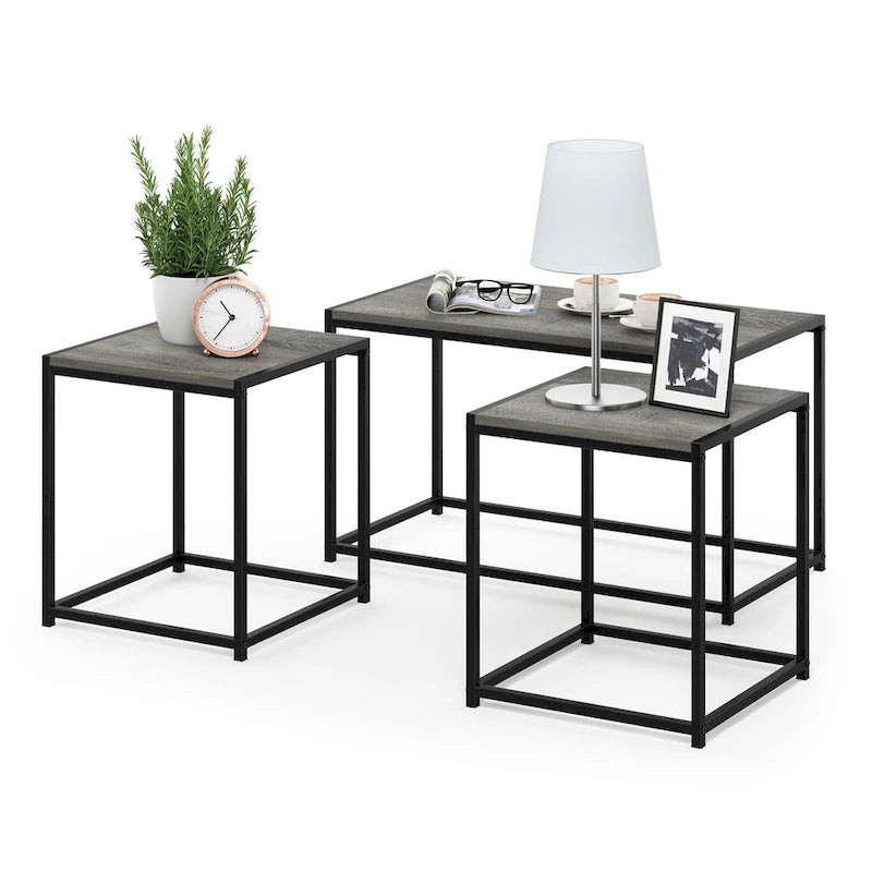 Furinno Camnus Modern Living Room Table Set with One Coffee Table and Two End Tables
