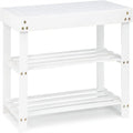 Bamboo Shoe Rack Bench - 27.6D x 10W x 17.6H