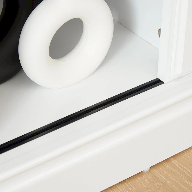 Media Console Table with Storage Cabinet, Mid Century style Entertainment TV Table, Multipurpose Sliding Door TV Cabinet