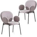 Celestial Boucle Upholstered Iron Dining Chairs Set of 2 by LeisureMod