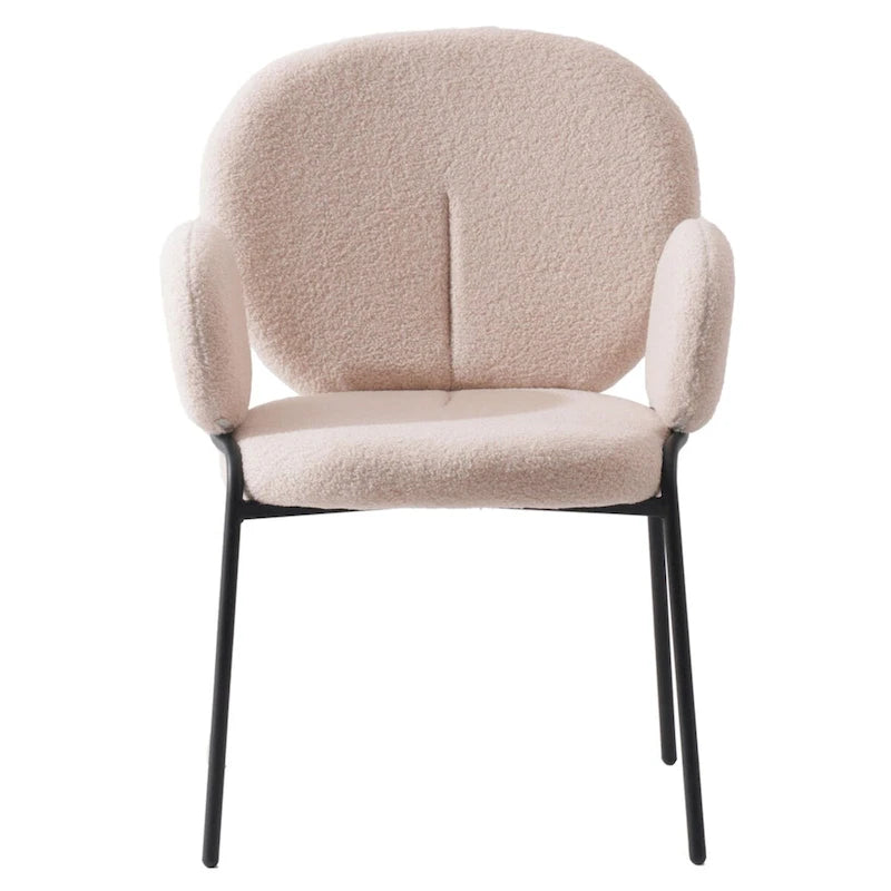 Celestial Boucle Upholstered Iron Dining Chairs Set of 2 by LeisureMod