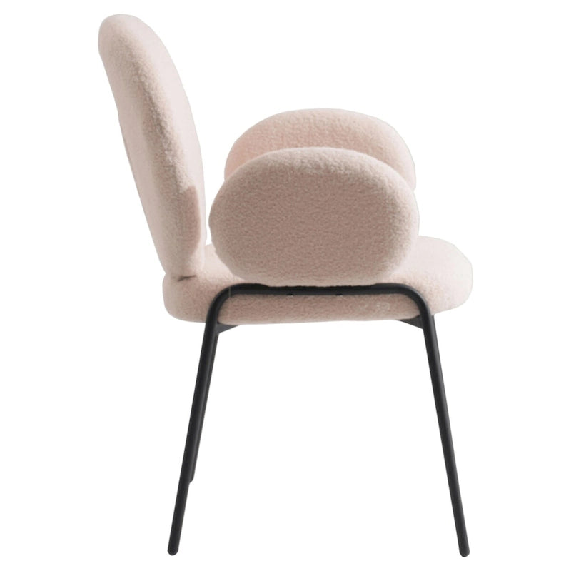 Celestial Boucle Upholstered Iron Dining Chairs Set of 2 by LeisureMod