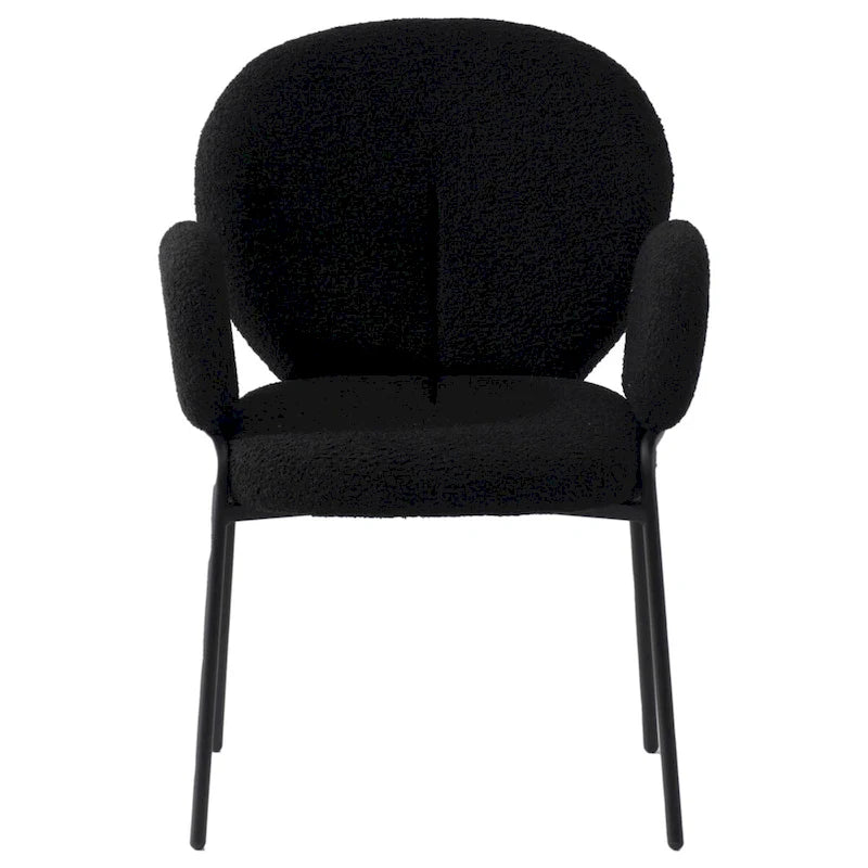 Celestial Boucle Upholstered Iron Dining Chairs Set of 2 by LeisureMod