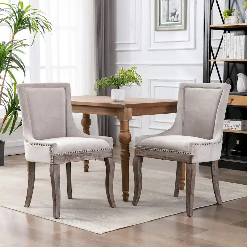 Set of 2 Ultra Side Dining Chairs with Wood Legs