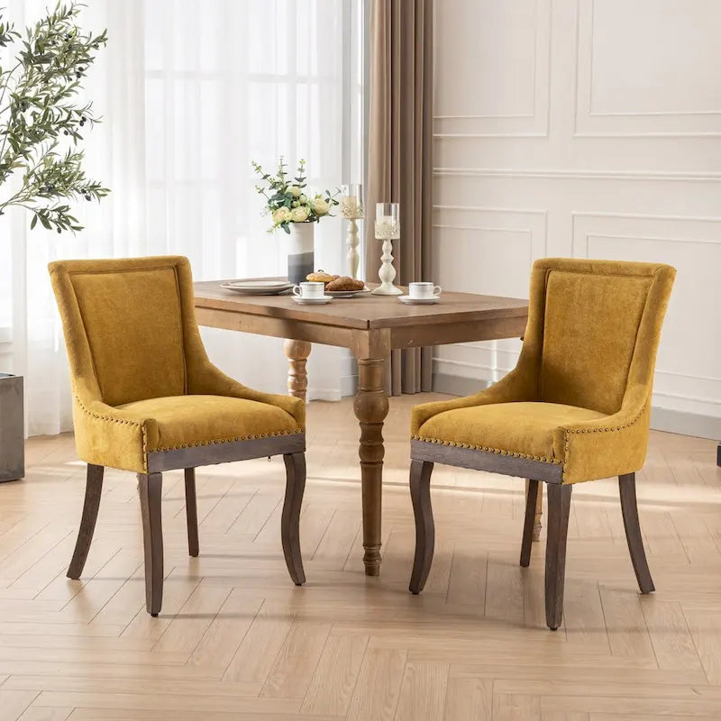 Set of 2 Ultra Side Dining Chairs with Wood Legs