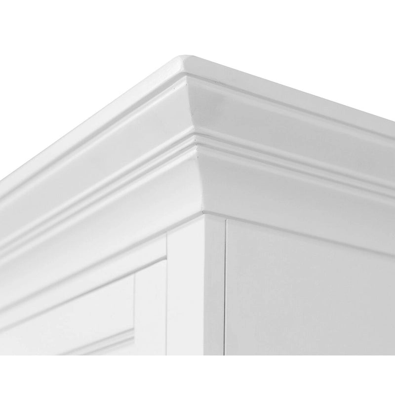 Modern Wood Hutch With Doors and Desk, Storage Hutch and Credenza, Office Storage, Fully Assembled, White