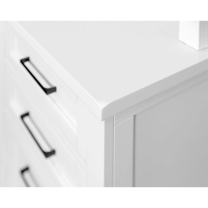 Modern Wood Hutch With Doors and Desk, Storage Hutch and Credenza, Office Storage, Fully Assembled, White