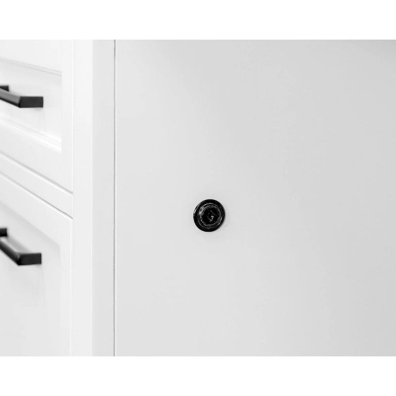 Modern Wood Hutch With Doors and Desk, Storage Hutch and Credenza, Office Storage, Fully Assembled, White