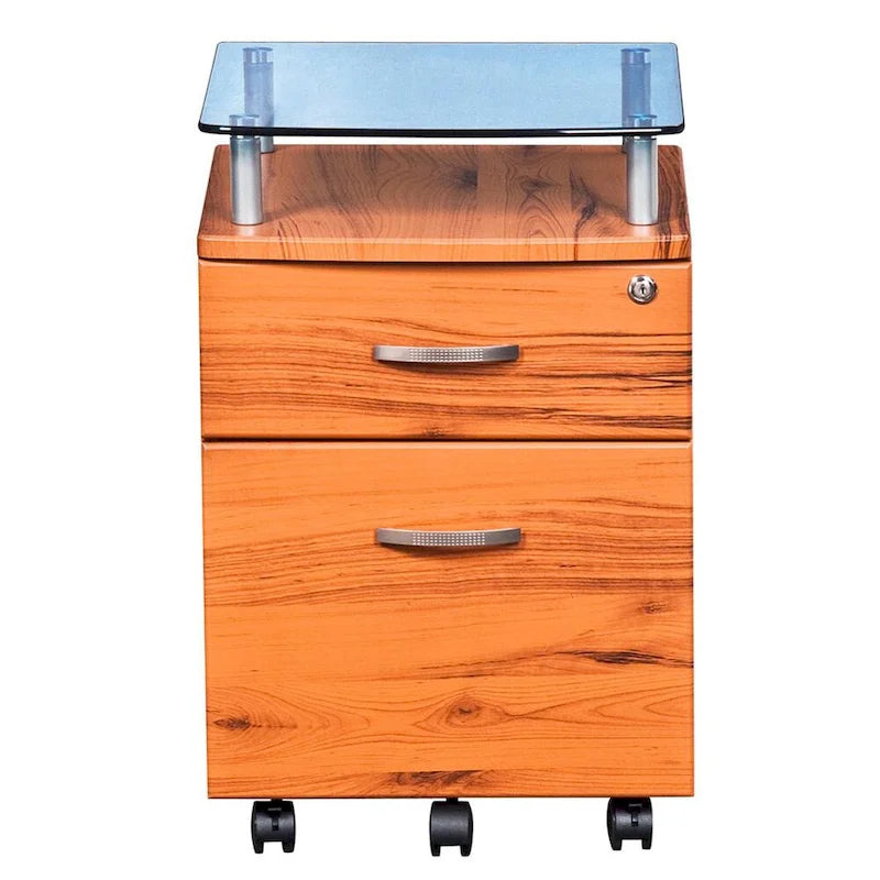 Porch & Den Capilano Glass Top Rolling File Cabinet