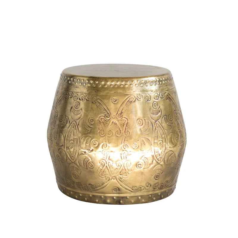 Debossed Metal Drum Side Table