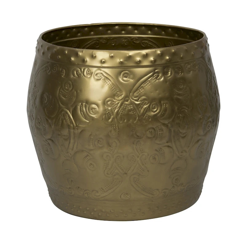 Debossed Metal Drum Side Table