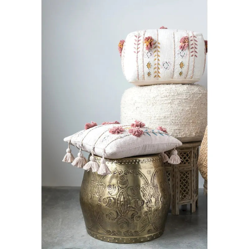 Debossed Metal Drum Side Table