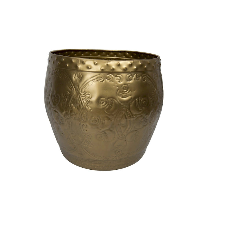 Debossed Metal Drum Side Table